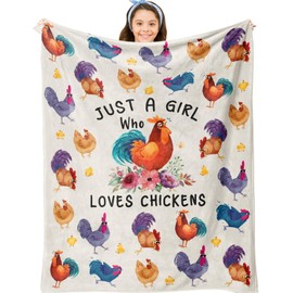 Jepufo Chicken Gifts Blanket, Chicken Gifts for Women Girls, Funny Chickens Present, Just a Girl Who Loves Chickens, Best Gift Ideas for Chick Lover Blanket 40"X50"