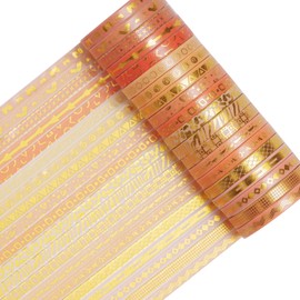 YUBX Thin Foil Gold Washi Tape Set, Masking Tape, Colourful for Children, Scrapbooking Accessories, Bullet Journals, Craft Planner, Crafts and DIY (Orange of Sunset)