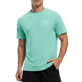 Rdruko Men's Workout Shirts Moisture Wicking Dry Fit Short Sleeve Lightweight UPF 50+ Athletic Running Gym Active T Shirts,Green,M