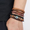 4 Pulseras ajustables bohemio de cuero y acero inoxidable playero
