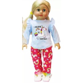 JustAskJoyce Collection Nightwear, I Believe in Unicorns, PJ's +Unicorn for 18" Dolls