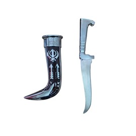 Sikh Ceremonial Kirpan, Silver Stainless Steel, 19 cm Religious Dagger Siri Sahib Taksali Singh Religious Karpan, Silver, Size (Adults) Sikh Kirpan Sahib 7.5 Inch