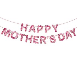 Guirnalda de telón de fondo con diseño floral especial para el día de la madre, con texto en inglés «Happy Mother's Day»