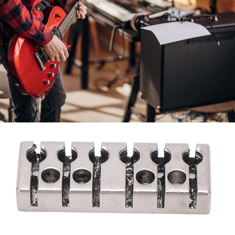 6 String Lock with Screws Metal Headless Guitar Bridge String