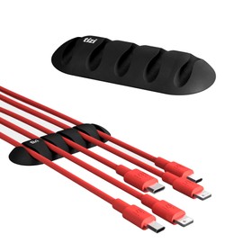 tizi Knubbi Woodlice 2 Black Cable Clips for Five Cables. Deluxe Cable Organizer for TV or Desk