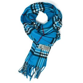 Glory Max - Bufanda unisex clásica de invierno a cuadros tartán suave sensación de cachemira, 72 x 12 pulgadas, Azul-cielo, 72" x 12" x 0.2"