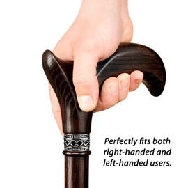 Asterom Walking Cane - Handmade, Ergonomic, Canes for Men - Wooden Walking Sticks for Seniors, Unique, Cool (Walnut, 32 Inches)