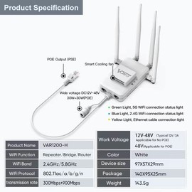Vonets VAR1200-H High Performance Repeater 1200Mbps Dual Band 2.4G 5G Compact Design Ideal for Long Distance HD Video Streaming Easy Setup Repeater for Enhanced WiFi Coverage and Connectivity