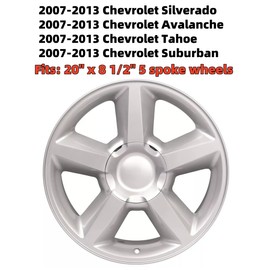 4PCS Hub Center Caps for Chevy Silverado Tahoe Avalanche 2007-2013 | 7.125 inch (18cm) | Fits 20x8.5 5-Spoke Wheels | No Logo | ABS Plastic | Part# 9595152 (Silver)