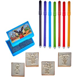 Multiprint Box 4 Stamps for Children, Bing, 100% Made in Italy, Custom Stamp Set Children, in Wood and Natural Rubber, Non-Toxic Washable Ink, Gift Idea, Item 27987