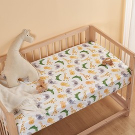 TILLYOU Baby Standard Crib Sheets, 2 Pack Fitted Baby Crib Mattresses Sheets, Soft Breathable Toddler Bed Sheets 28x52in(African Steppe)