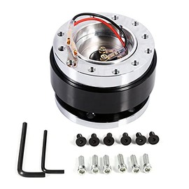 Quick Release Steering Wheel - Snap Off Steering Wheel Hub with Horn Quick Releuniversal 6-Hole Bolt Ball Steering Wheel Quick Release Hub Adapter Snap Off Kit Black