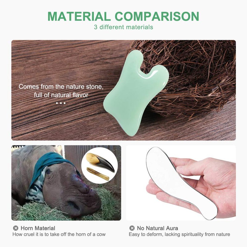 airogym Guasha Massage Tool，Natural Stone Gua Sha Board, 4PCS Guasha