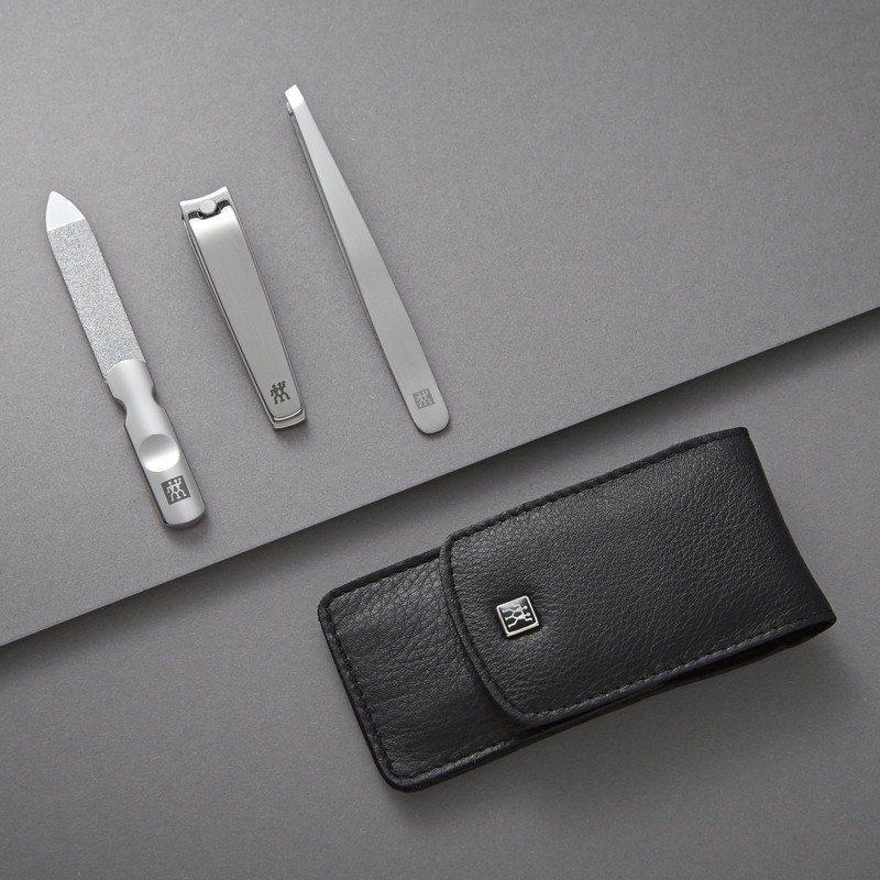 ZWILLING Genuine Leather 3 Piece Manicure Set with Press Stud