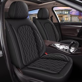 DISUTOGO Leather Car Seat Covers Fit for Lincoln MKX 2008-2019 Full Set Seat Cover Waterproof Anti-Slip Automotive Seat Protector Compatible Airbag (5 Seats, Black)