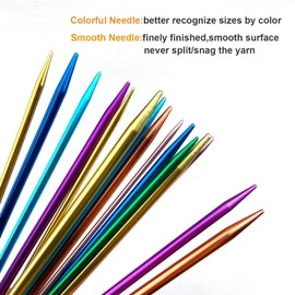 Weabetfu Aluminum Double Pointed Knitting Needles Colored Metal Knitting Needle 7-inch(18cm) Length for Handmade DIY Knitting Yarn Projects,US Size 4(3.5mm)