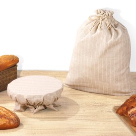 BIEOFFEI 2 Pack Sourdough Bread Bags Reusable Linen Bread Storage Bags for Homemade Sourdough Bread with Proofing Cover