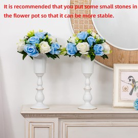 NUPTIO Pack of 2 Bloomed Metal Trumpet Vases, Elegant Vase with Centrepieces for Wedding Parties, 31.9 cm High, Artificial Flower Arrangements for the Anniversary Party