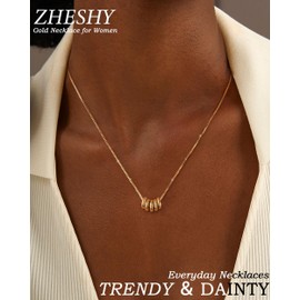 ZHESHY Women's 14K Gold Plated Cross Heart Pendant Necklace Pearl Necklace Zirconia Butterfly Choker Gold Chain Waterproof Adjustable Necklaces Jewellery Gifts for Women Girlfriend, Bronze, Zircon