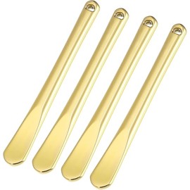 VOCOSTE 4 Pcs Makeup Spatula Mini Spoon, Eye Cream Massage Sticks Beauty Scoop, for Facial Cosmetic Face Cream, Zinc Alloy 2.32"x0.30", Gold Tone