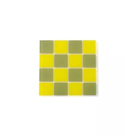 Bullseye’s Playground Square Drink Coasters (4) Count Green Checkered Mosaic