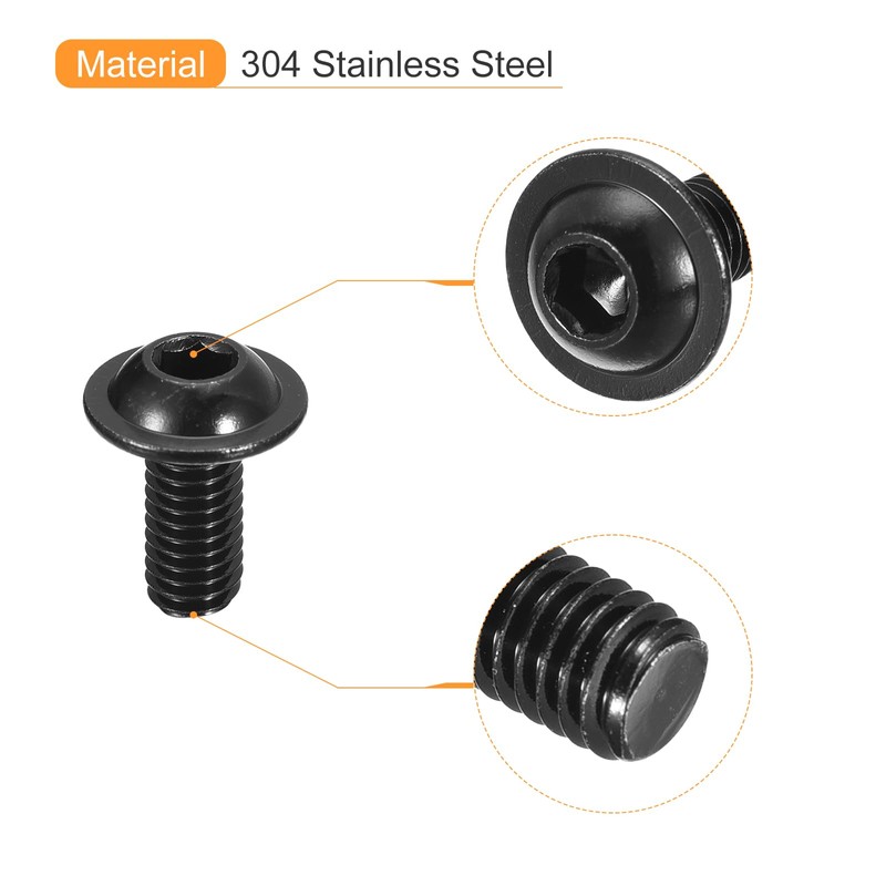 sourcing map Flanged Button Head Socket Cap Screws, 100 Pcs