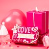 LeZakaa Valentine's LOVE Wrapping Paper Roll - Pink Metallic Foil