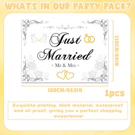 Wedding Decoration Just Married Garland - Wedding Decoration Newly Married Banner Mr and Mrs Wedding Banner Background, Door Garden Decoration Door Decoration for Wedding Registry Office Bride and