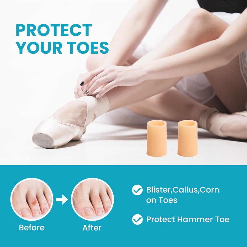 Povihome Toe Sleeves, Toe Protectors, 12 Pack Toe Tube Pads