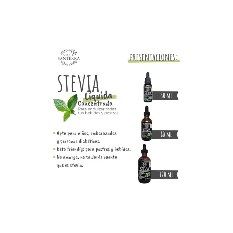 Stevia Líquida Villa Santerra 500ml Para Food Service, Rendimiento para