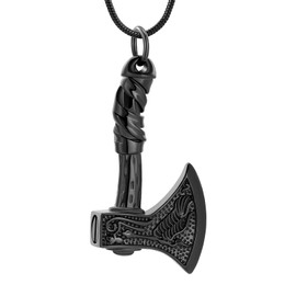Thor Axe Urn Necklace for Ashes for Women Men Viking Axe Memorial Pendant Urn Necklace for Loved One Ashes Holder Cremation Jewelry