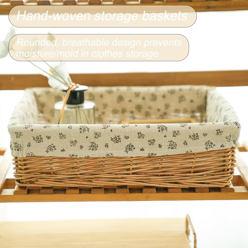 Storage basket,Woven handmade baskets for storage with liners,Rectangle storage bins