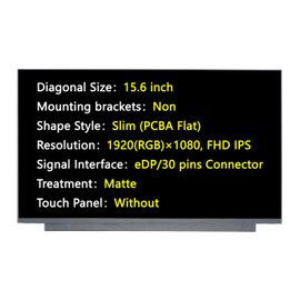 JHK JIEHONGKE New Screen Replacement for LP156WFC-SPD1 D3 D7,NV156FHM-N48 N3D, B156HAN02.1 HW:0A 4A 7A CA 9C, N156HCA-EAB,15.6" 30-Pin 1920×1080 IPS Matte LCD LED Display (NV156FHM-N48)