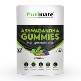 Nuvimate Ashwagandha Gummies Pure & Natural Root Extract Ayurvedic Supplement Gummy for Men & Women Focus Mood Support Calm Increase Energy Strength 1200mg for Superior Absorption - 60 Count