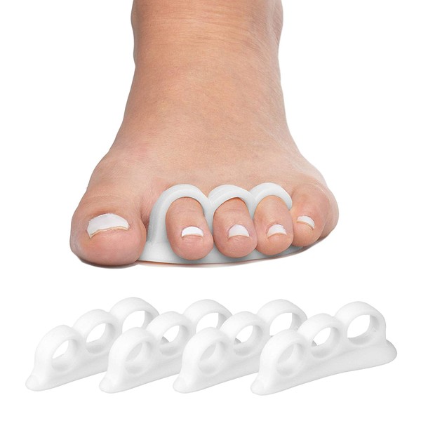 ZenToes Hammer Toe Straightener and Corrector 4 Pack Soft Gel Crests Splints | Reduce Foot Pain, Prevent Overlap | Flexible Footcare Treatment | Stain, Odor Resistant (White)