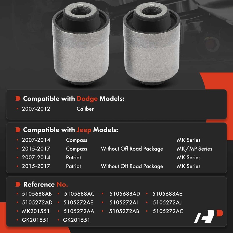 A-Premium 2 x Rear Inner Rearward Lower Control Arm Bushing