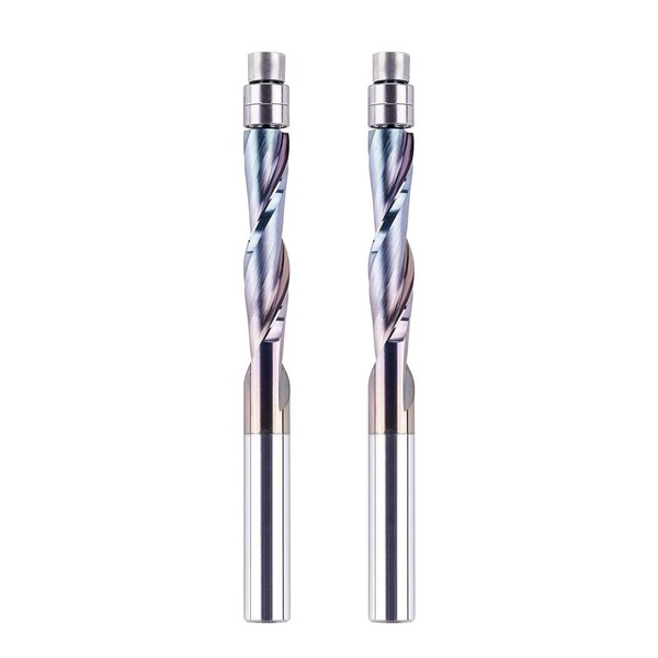 SpeTool 2PCS Upcut Spiral Flush Trim Router bit 1/4 Inch