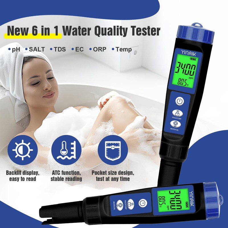 pH Salt Meter Salinity pH Tester for Saltwater Pool 6