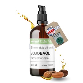 wesentlich. Jojobaöl Bio kaltgepresst | 100% rein und natürlich | Pure Pflege und Reinigung für Gesicht, Haut & Haare | 100ml Braunglasflasche