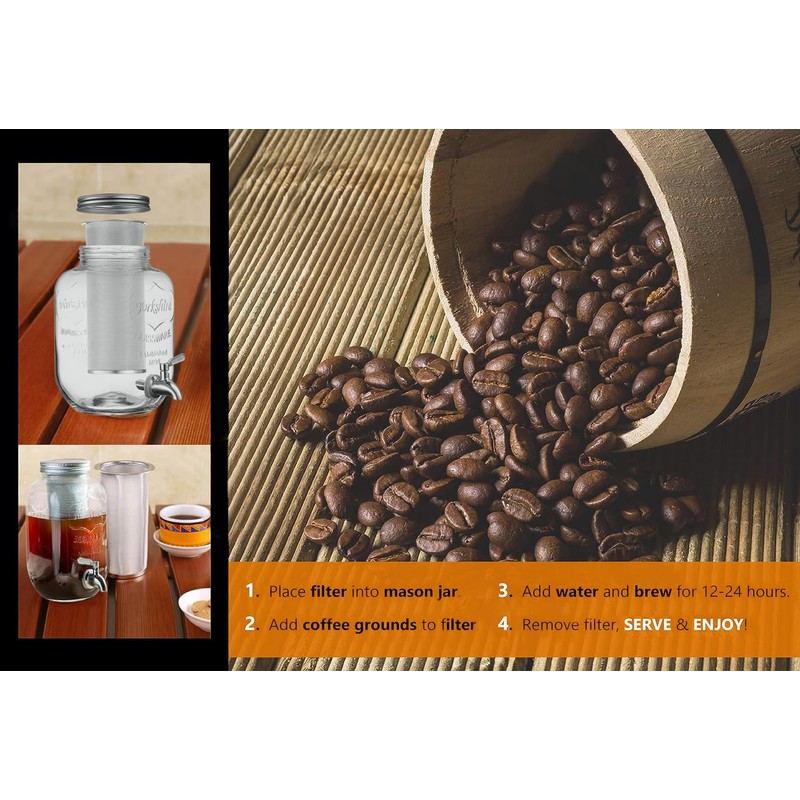 Cold Brew Coffee Filter for 1 Gallon Mason Jars, Made