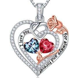 TINGN Birthday Gifts for Women, 925 Sterling Silver Mothers Day Christmas Birthday Gifts for Women Anniversary Valentines Gifts for Her June July Birthstone Necklace Alexandrite Ruby Jewellery