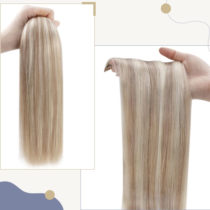 LaaVoo Extensions Ponytail Real Hair Highlighted Blonde 70 g Braid