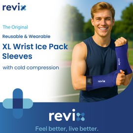 REVIX REVIX XL Wrist Ice Pack Wraps - Reusable Cooling Gloves with Extended Coverage for Hand, Thumb & Arm, Flexible Compression Wraps for Workout Recovery & Daily Comfort, 2-Pack