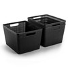 BINO | Woven Plastic Basket | Large (Black), 3-Pack |