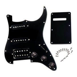 LAMSAM Prewired Pickguard with SSH Pickup Set, 3-ply Pick Guard Loaded High Output Alnico V Single Coil Humbucker Pick-ups, Electric Guitar Scratchplate as Luthier Replacement Parts