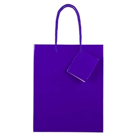 JAM PAPER Glossy Gift Bags with Rope Handles - Medium - 8 x 4 x 10 - Purple - Sold Individually