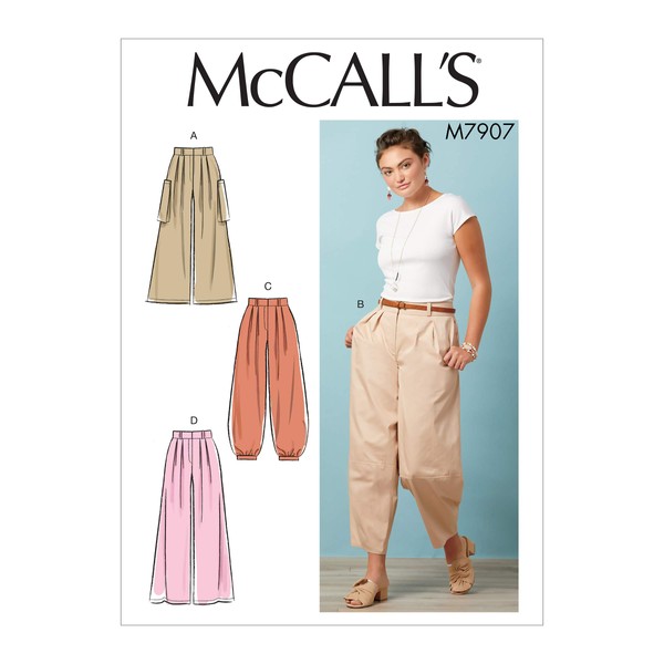 McCall Pattern Women's Loose Fit Capri Pants, Sizes 14-22 Sewing Pattern