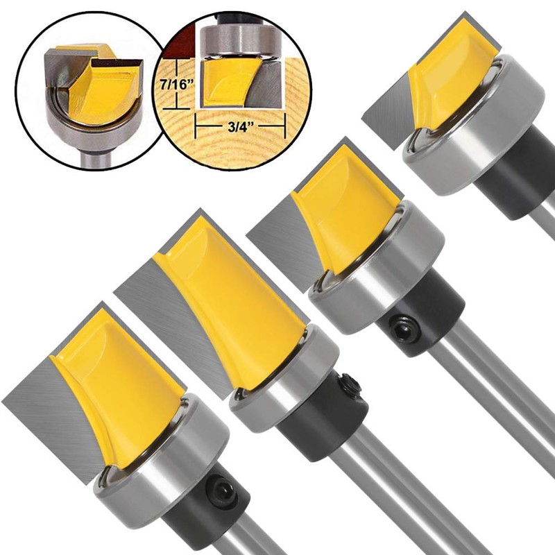 Gasea 4pcs 1/4" Shank Flush Trim Hinge Mortise Template Cleaning