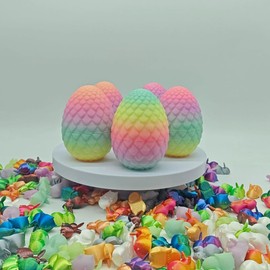 KARLOR 3D Printed Easter Eggs + 15 Rabbits, Fluorescent 3D Printed Eggs Rainbow 3D Printed Rabbits Mini Easter Decoration Craft Mini Ornaments Easter Decoration Gift