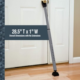 SABRE Adjustable 2-in-1 Door Security Bar, Door Stop Bar Secures Onto Door Knob, Strong Scratch-Proof Grip, Steady Against Floor, Removable Door Knob Top For Sliding Door Use, Portable & Easy to Use